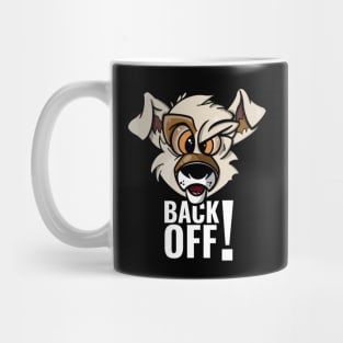 Karate Dog Back Off (white text) Mug